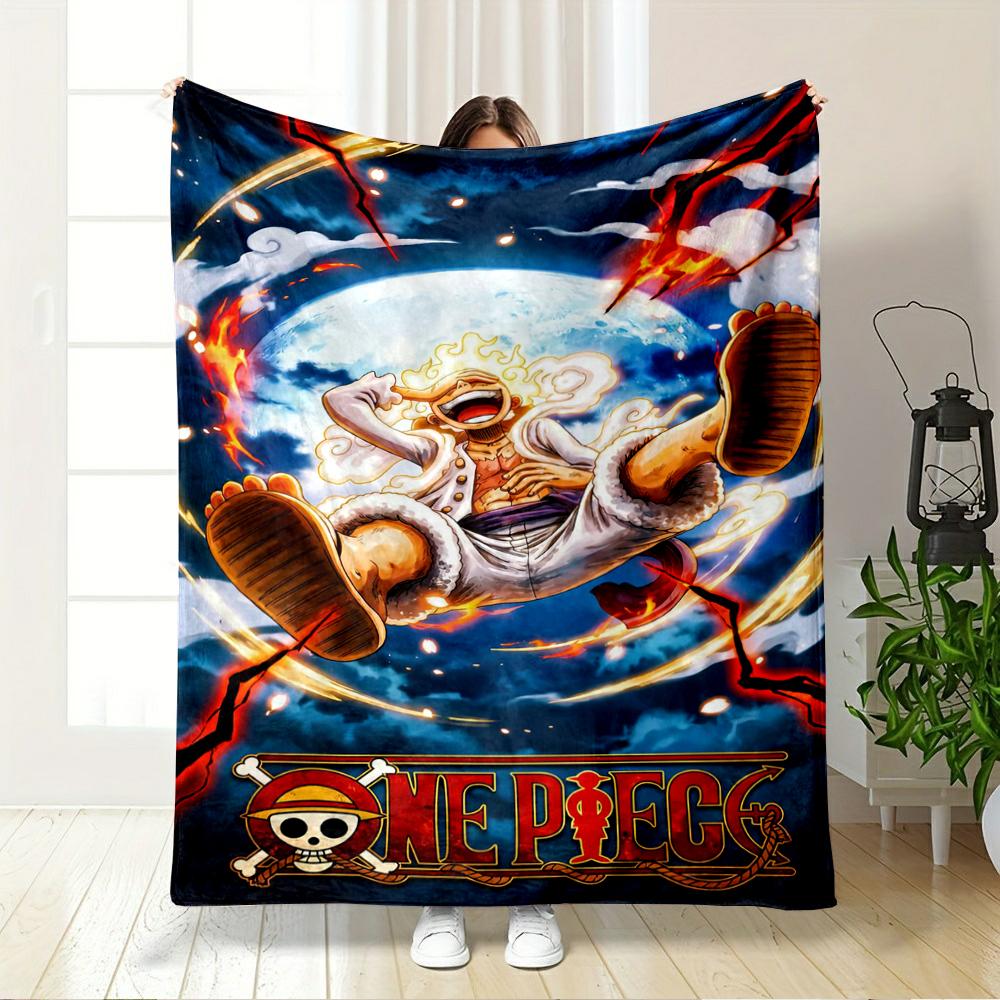 One Piece Luffy Gear 5 Anime Design Blanket Flannel Blanket for Bedroom, Living Room, Sofa, and Nap Sofas