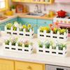 Mini Flower Bed Planter 1:12 Scale Miniature Wooden Fence Flower Pot Set Handcrafted Picket Fencing Planters for Doll Houses Garden Village