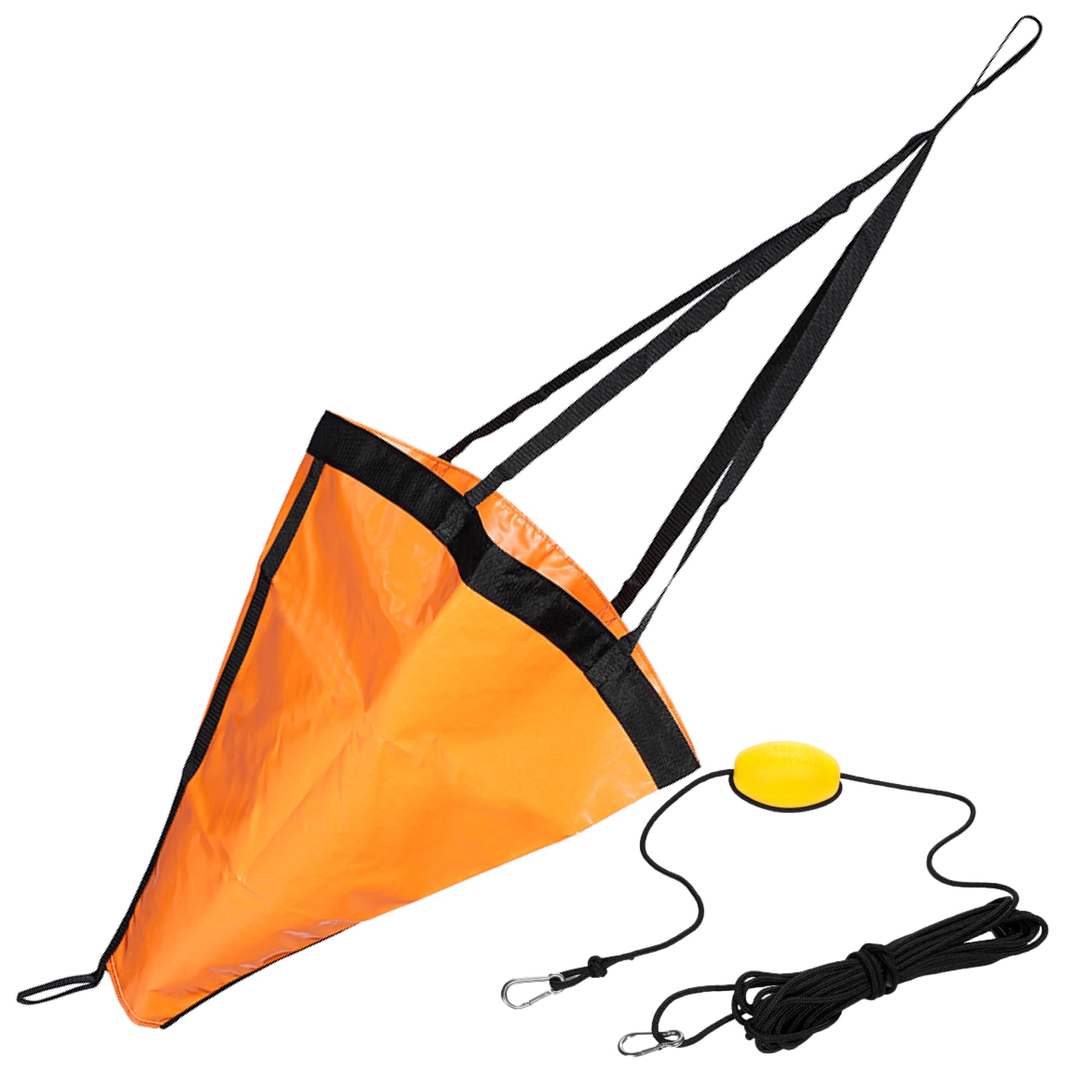 Sea Anchor Parachute Anchor Float with Carabiner Rope Set for Boats, Inflatable Boats, Kayaks, Buoys, Anchors, Drifting Fishing, Boat Fishing, etc. (M