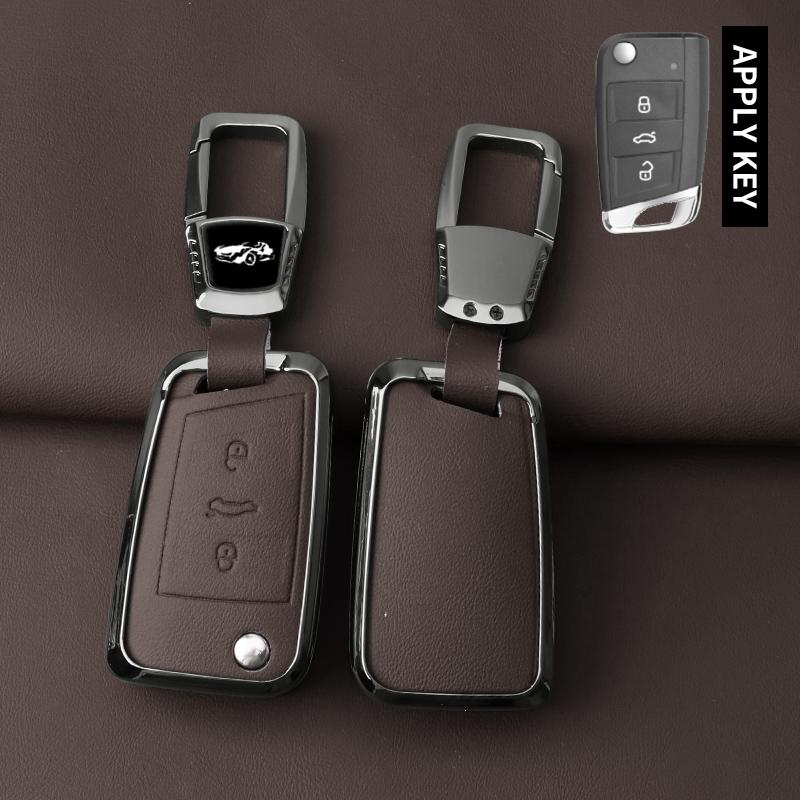 Interior Mouldings Metal Car Key Case Cover Shell For VW Volkswagen Golf 7 MK7 Tiguan MK2 SEAT Ateca Leon FR 2 Ibiza For Skoda O