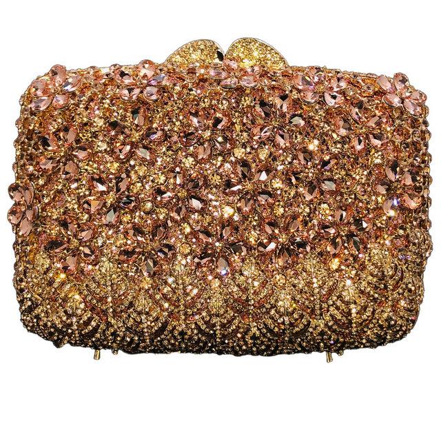 Boutique De FGG Rhinestone Clutch Purses for Women Evening Bags Elegant Crystal Clutch Purse Wedding Party Handbags and Purses Mini Clutch