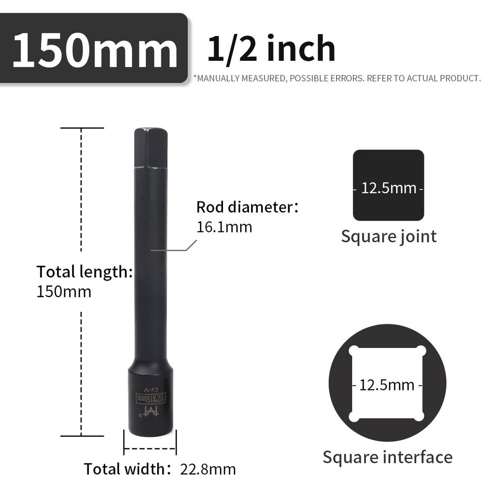 1Pc Heavy Duty Long Extension Bar Ratchet Wrench Impact Socket Extender Pneumatic Tool  1/2 3/4 1 Inch 75 125 150 200 300 400mm
