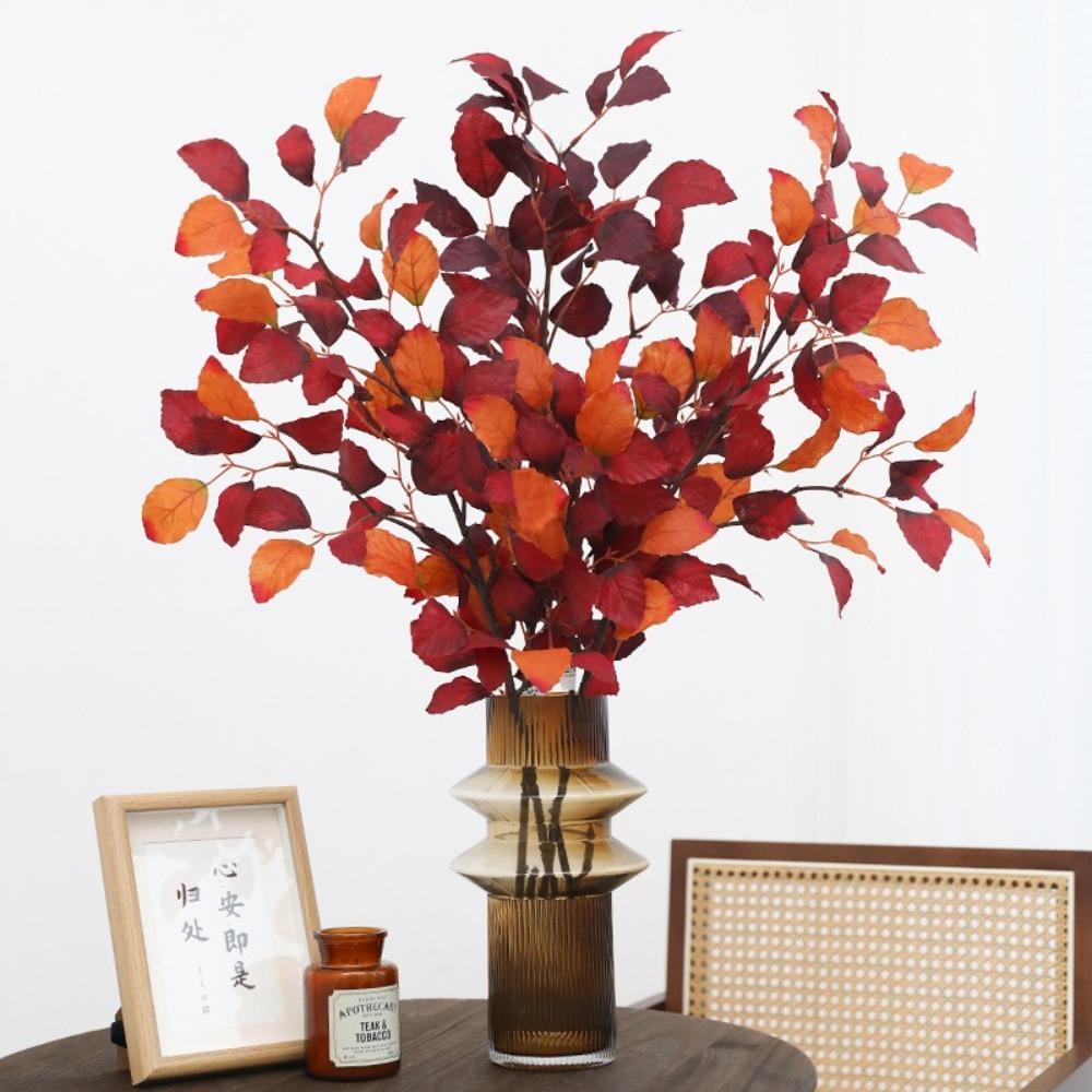 Luxury Simulation Silk Beech Leaf Floral Green Plants Leaves Artificial Long Beech Branch  Hotel