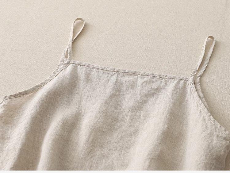 Plus Size Women's Cotton Linen Spaghetti Strap Tank Top: Lightweight Sleeveless Summer Outerwear & Base Layer
