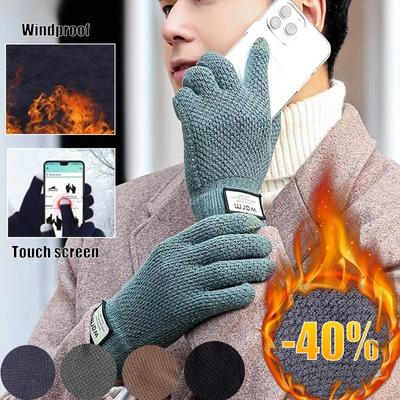 Winter Thick Warm Touchscreen Gloves Fleece Lined Knitted Glove Men Women Cold Protection Cycling Wool Gloves Mitten.