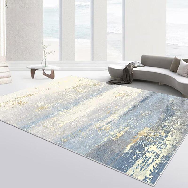 Modern Light Luxury Golden Carpet Living Room Abstract Decoration Large Area Non-slip Rugs Bedroom Cloakroom Washable Floor Mat