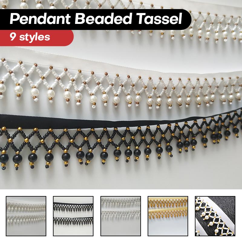 1 Yard Handmade Tassel Lace Trim Imitation Pearl Beaded Fringe For DIY Stage Dress Curtain Wedding Jewelry Upholstery Crafts