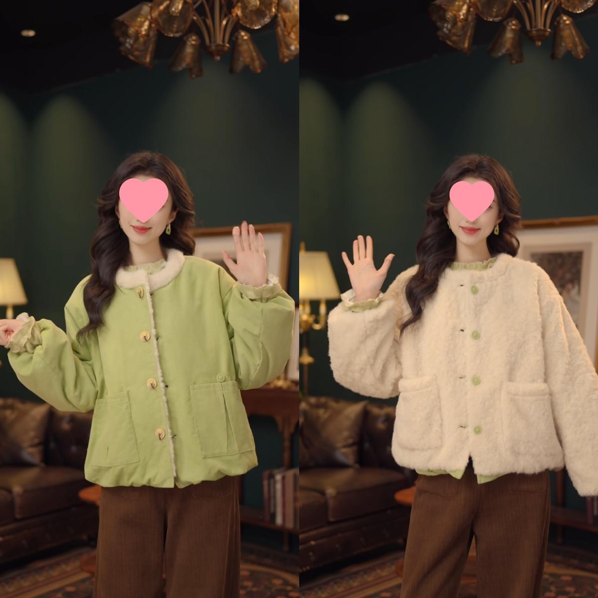 

Hong Kong Retro Style Furry Double-Sided Jacket - Autumn/Winter Versatile Comfort M (105-125 jin)