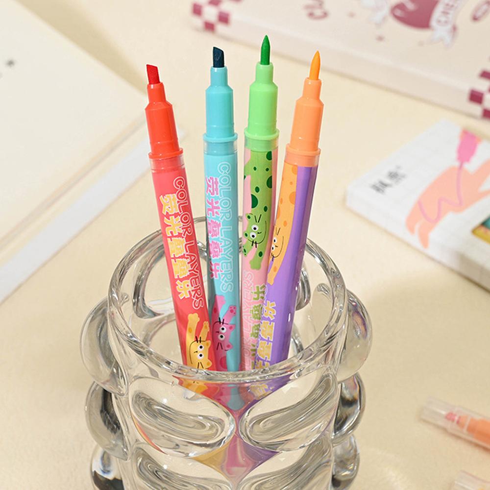 6pcs/set Pastel Highlighter Pen Set Cute Aesthetic Colored Markers for Kids School Office Supplies