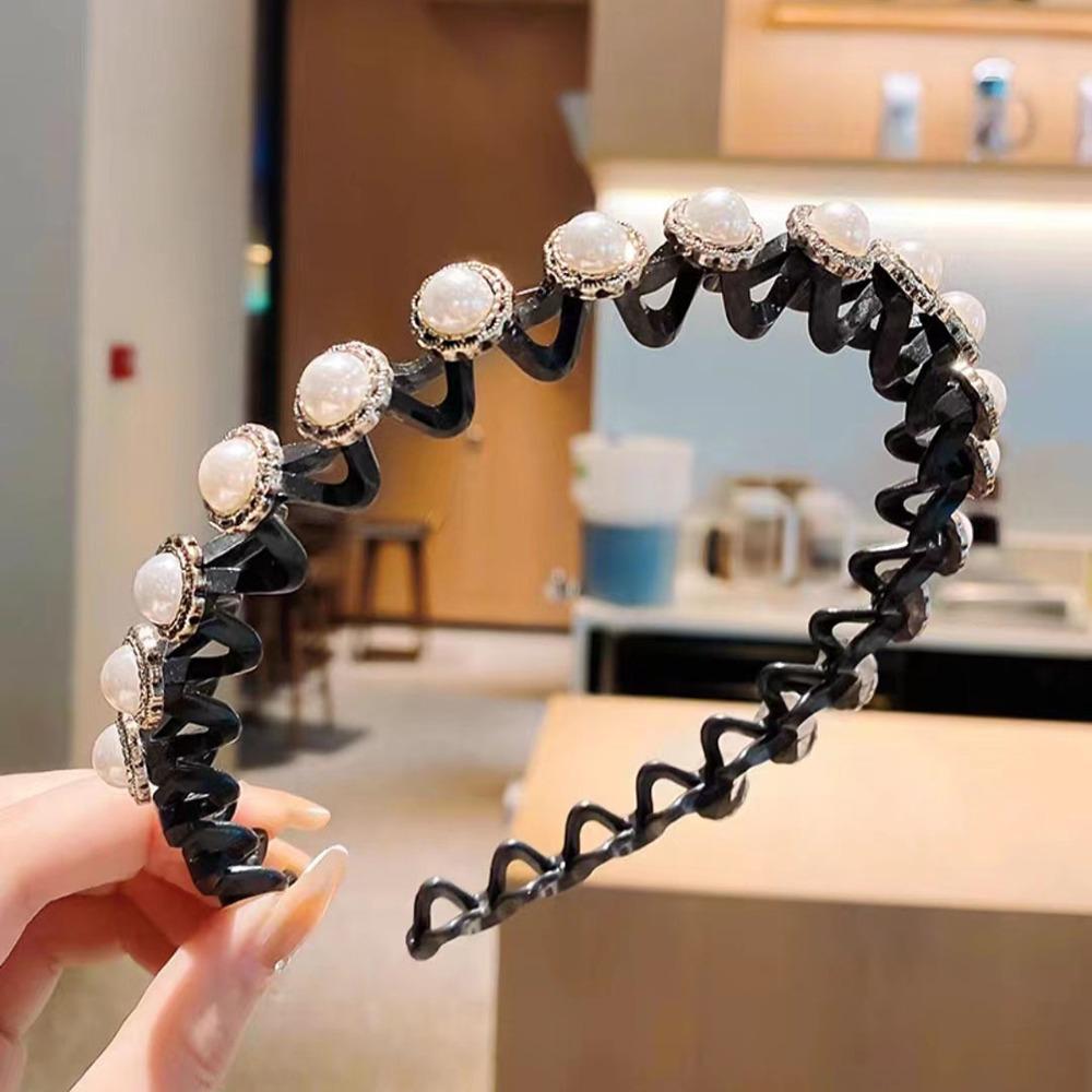 Flower Braided Tools Hairband Pearl Hair Toothed Headband  Hair Styling Accessory