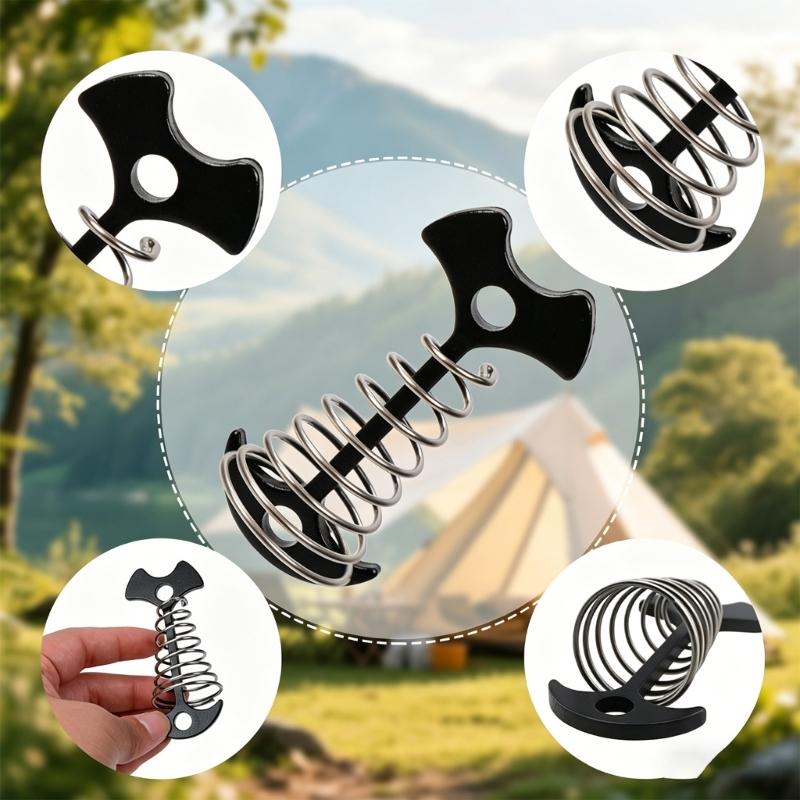 6pack Stable Aluminum Camping Stakes Deck Anchors Pegs with Carabiners for Camping Hiking Picnics and Beach Activity