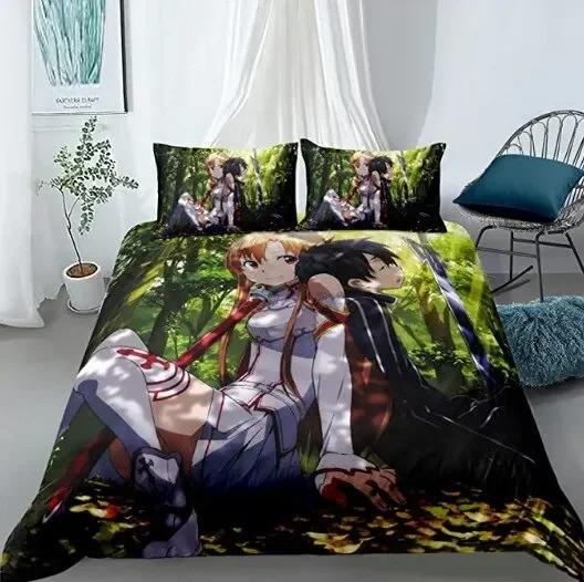 Anime Sword Art Online Bettwäsche-Set Bettbezug Schlafzimmer Deckenbezüge Einzel-Doppel-King-Size Steppdeckenbezug Heimtextilien Werkzeug