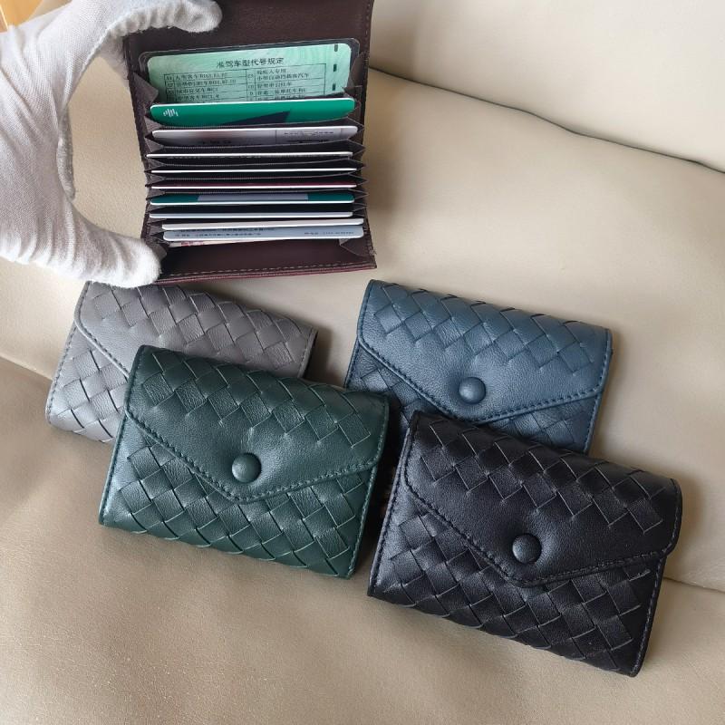 Handgefertigtes Leder Kartenetui Geldbörse Führerschein Bargeldkarten Vintage Stil Bifold mit Druckknopf