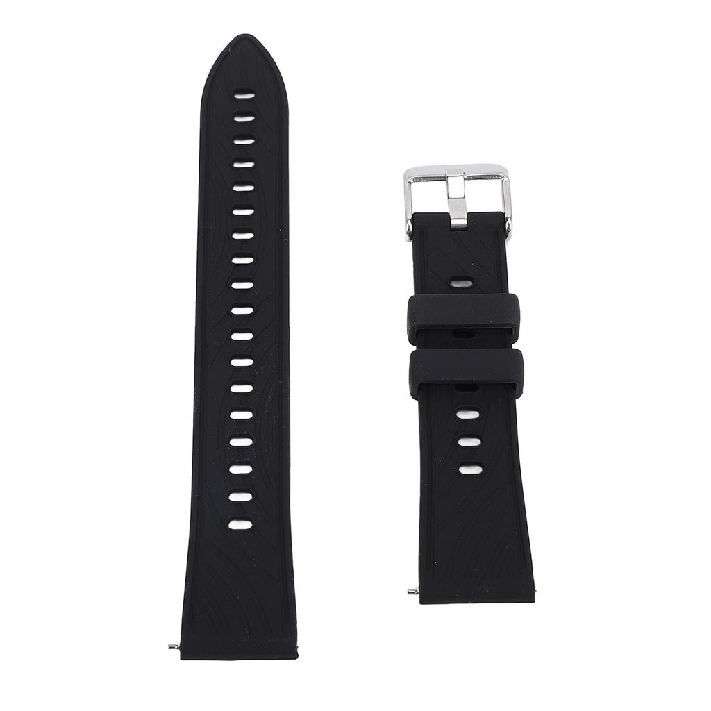 Watch Band Silicone Engraved Breathable Quick Release Comfortable Watch Strap Replacement for GT4 Black