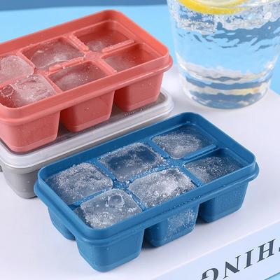Silikon Eiswürfelform mit Deckel 6 Fächer Gelee Maker gefrorene Formen Leicht zu lösen für Whisky Cocktail Cola Babynahrung und Getränke