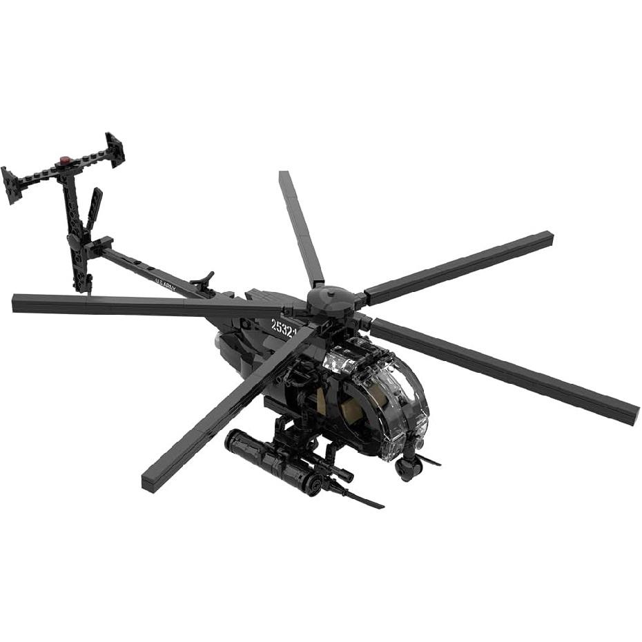 Military Helicopter Building Set, MH-6 Little Bird Helicopter Army Airplane Bricks, MOC Collectible Display Aircraft Gifts for Teens Adults 595