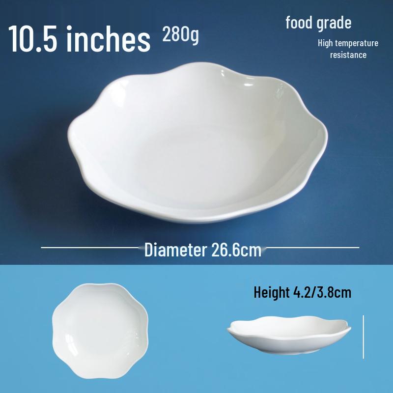Melamine 10.5-inch White Deep Scalloped Dinner Plate