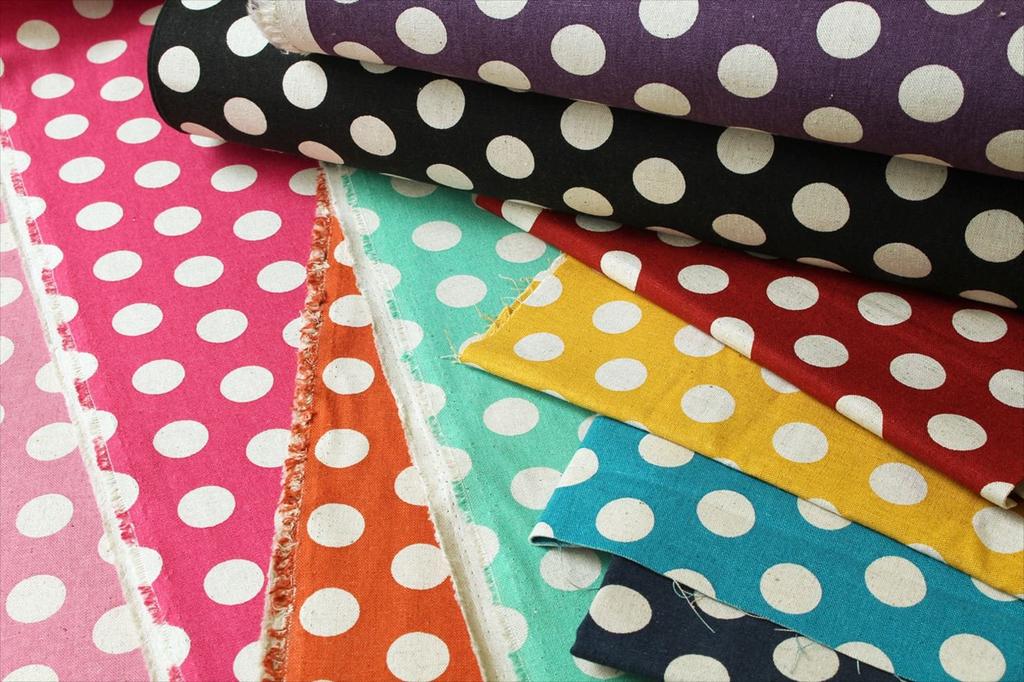 Nippon Chuko NBK Natural Print Large Dot 110cm Wide X 6m Cotton-Linen Fabric, Pattern, Cut, Purple, ICH29000-1H-6M