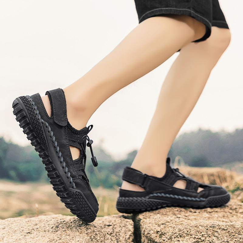 Men Hiking Sandals Outdoor Black Brown Wide Palm Athletic Closed Toe Sport Sandals Summer Beach Shoes Large Size