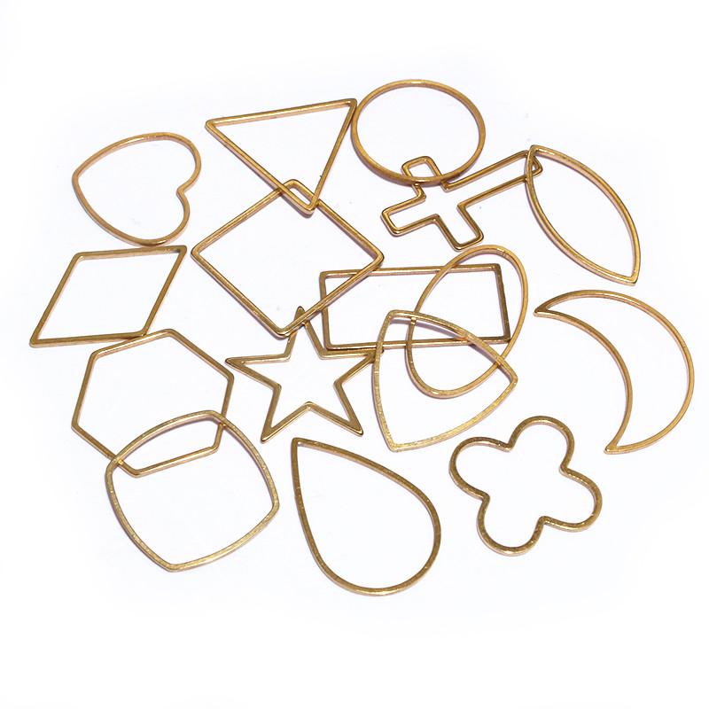 20pcs Moon Star Drop Heart Small Charms Gold Stainless Steel Pendant Open Bezels Hollow Frame Mold Bezel DIY Jewelry Making