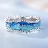Huitan Einzigartiges Design Ozeanwelle Blaue Emaille Ringe für Damen Kupferfarbe Exquisite Sommerurlaubs-Accessoires Statement-Schmuck