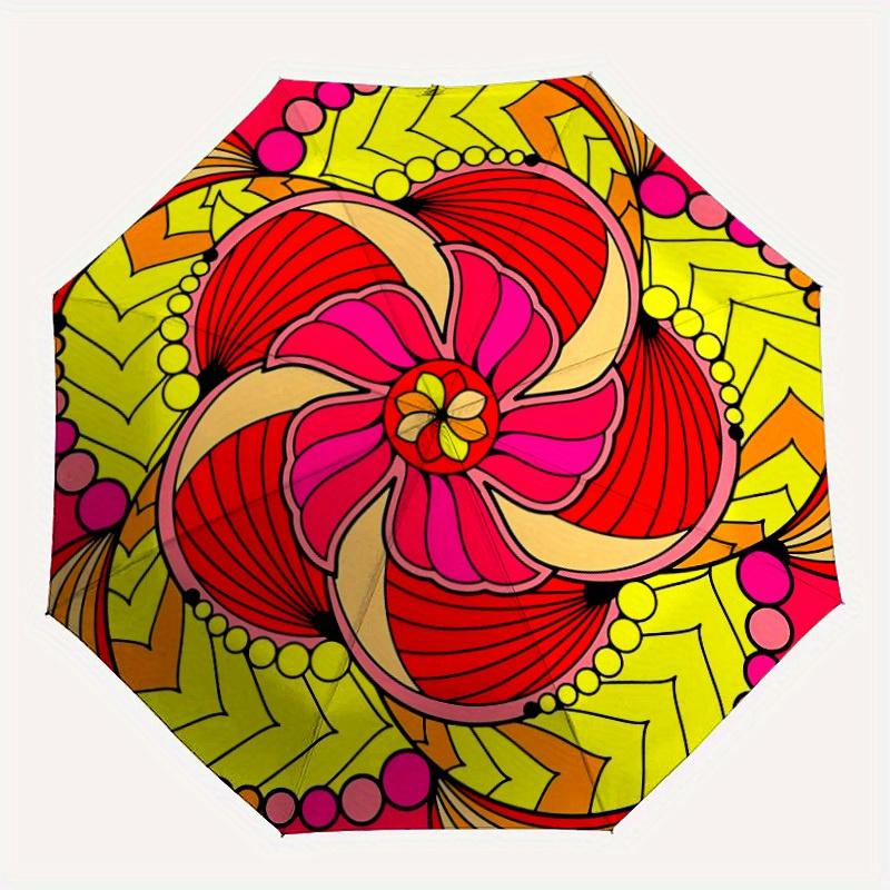 

1pc Floral Mandala Design Folding Umbrella , 8 Ribs Casual Durable Lightweight Portable Travelling Umbrella For Men & Women yy250728101