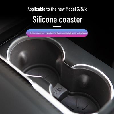 Tesla Model 3/S/X Mittelkonsole Rutschfester Wasserdichter Getränkehalter Einsatz