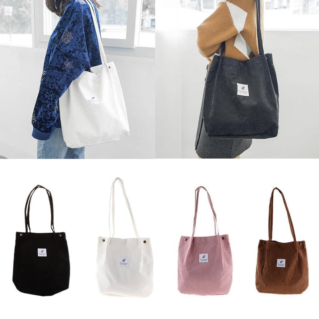 Large Capacity Canvas Tote Bag Fashion Corduroy Shoulder Shopper High Quality Handbag for Women Girls Daily Use