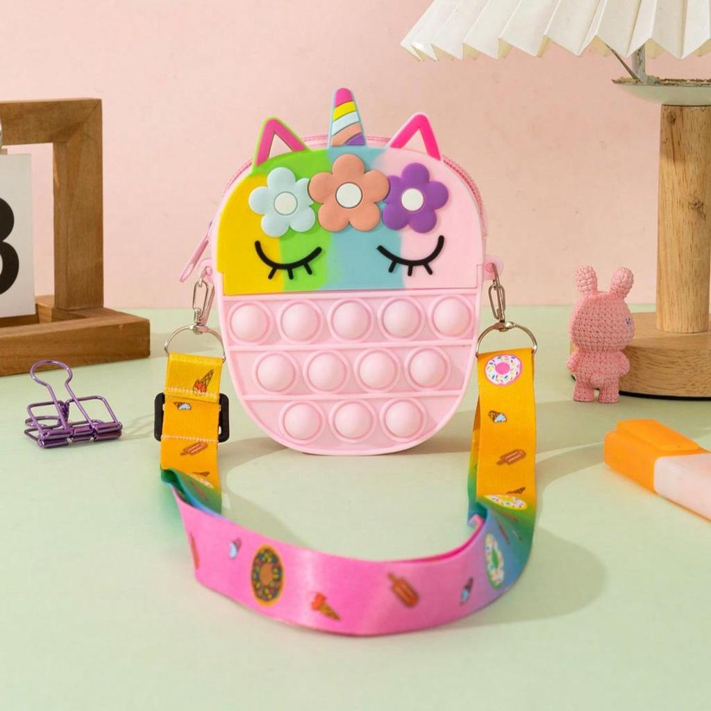 Unicorn Bubble Music Silicone Crossbody Coin Purse for Kids