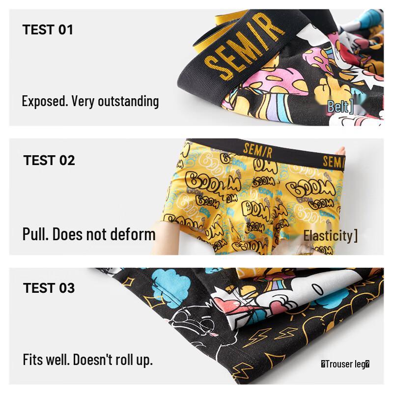 Semir Men's 7A Antibacterial Pure Cotton Boxer Briefs