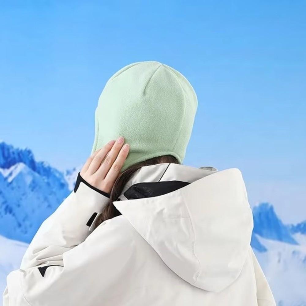 Windproof Ear Flap Hat Drawstring Fleece Hat Soft Ear Protection Cap Skiing