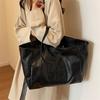 Bolsa Tote Feminina Grande Capacidade Chique - Couro Sintético Macio Vintage Casual, Bolsa de Ombro Versátil de Cor Sólida com Fecho de Zíper