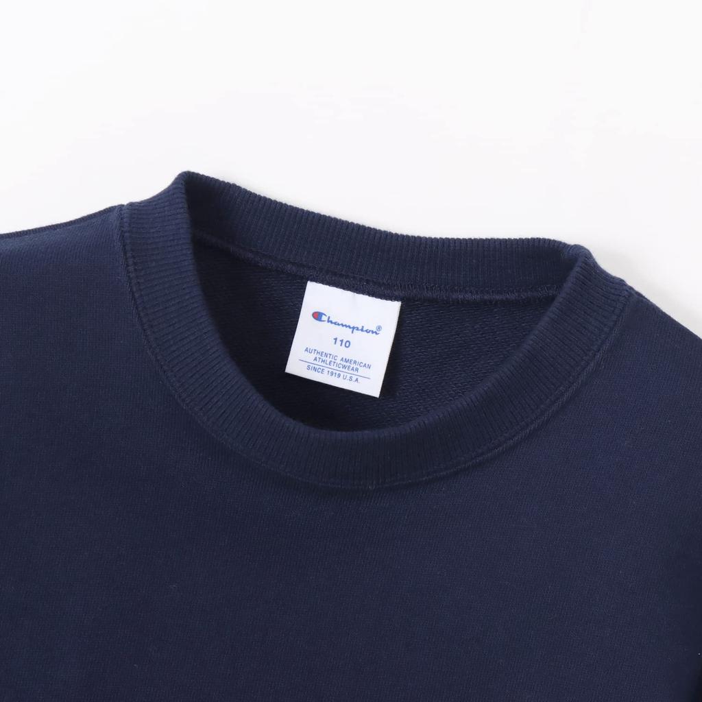 Champion Long Sleeve Crew Neck with Embroidered Size 160 Kids' Sweatshirt, 100% Cotton, USA, Logo, Navy, (CK-T001/CK-Y001/CK-Y001Z)