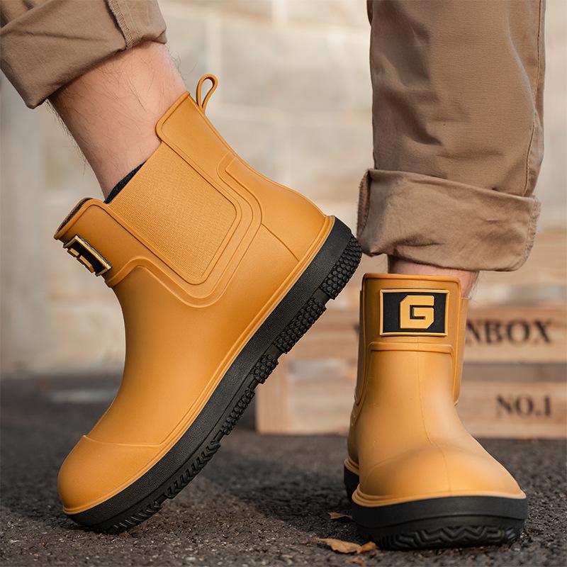 Water Shoes Couple Rain Shoes Women's Short Men's Rain Boots Outdoor High-end Waterproof Rubber Shoes Wear-resistant