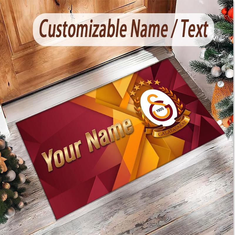 Personalized Crystal Velvet Carpet Galatasaray FC Pattern Non Slip Floor Rug