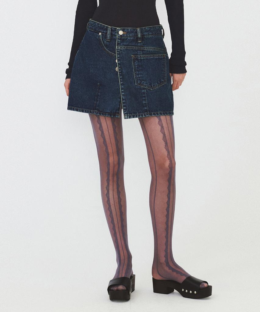 Daiaegeuneol Wrap Denim Mini Skirt (Blue)