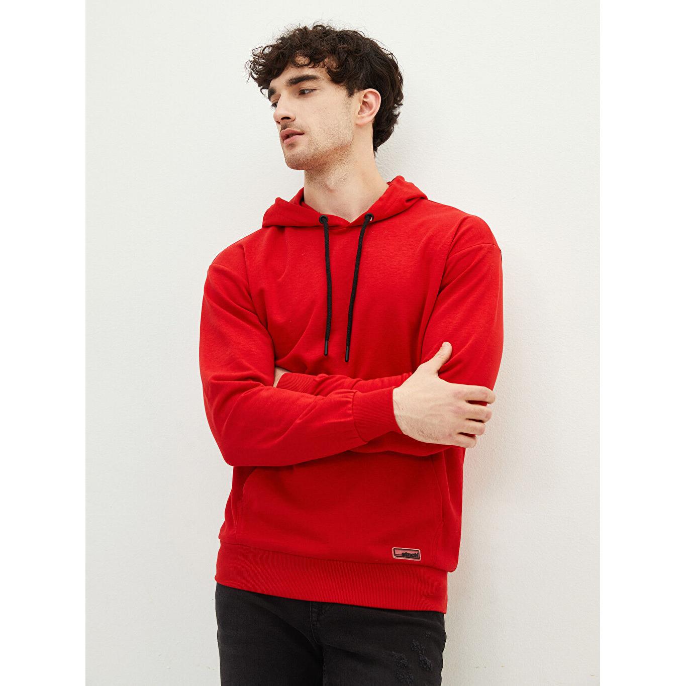 

LCW CASUAL Мужская толстовка с длинным рукавом с капюшоном красная