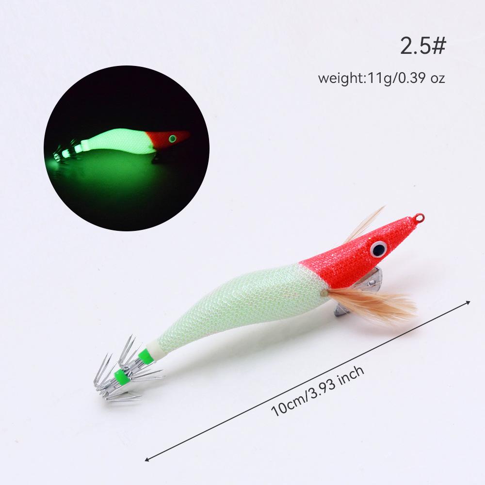 Red-headed Luminous Wood Shrimp4Size with Sound Beads Bionic Fake Bait Jumping Shrimp for Squid Fishing