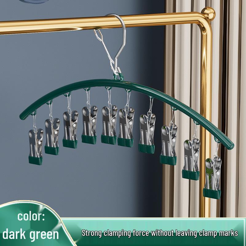 Windproof Stainless Steel Sock Drying Rack with Clips, Multi-functional Underwear Dryer.