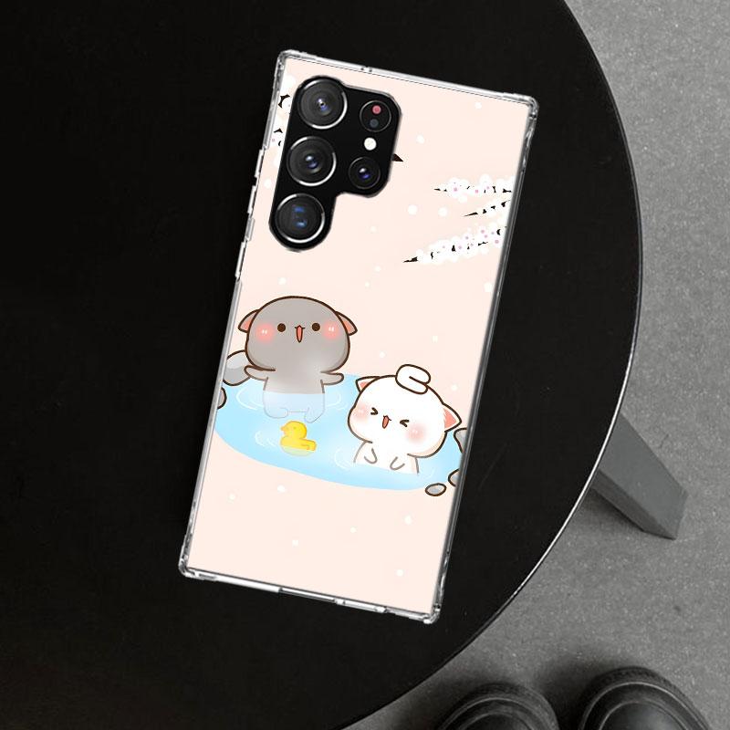 Cute Peach Goma Cat Phone Case Cover for Samsung Galaxy S26 S25 Edge S24 S23 Ultra S22 Plus S21 FE S20 + Art Customized Fundas G