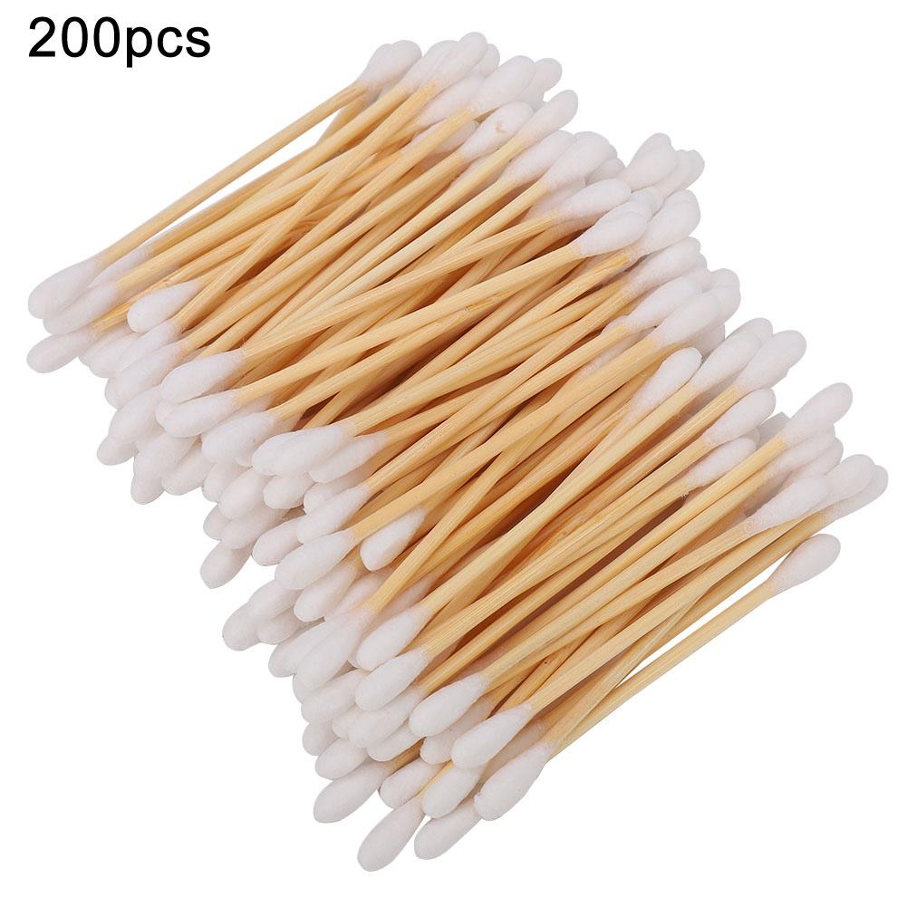 200Pcs Double Head Makeup Swab Cotton Buds Bamboo Wood Sticks Cleaning Soft  Tips for Removal Daily Cleansing Skincare Nail Art