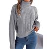 Women's 2023 Autumn/Winter Casual High Neck Cable Knit Long Sleeve Pullover Sweater