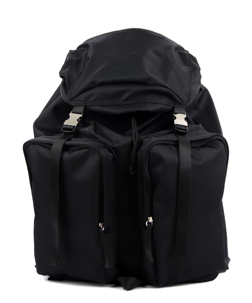 Bymoss Shiny 2-Pocket Nylon Backpack - Black