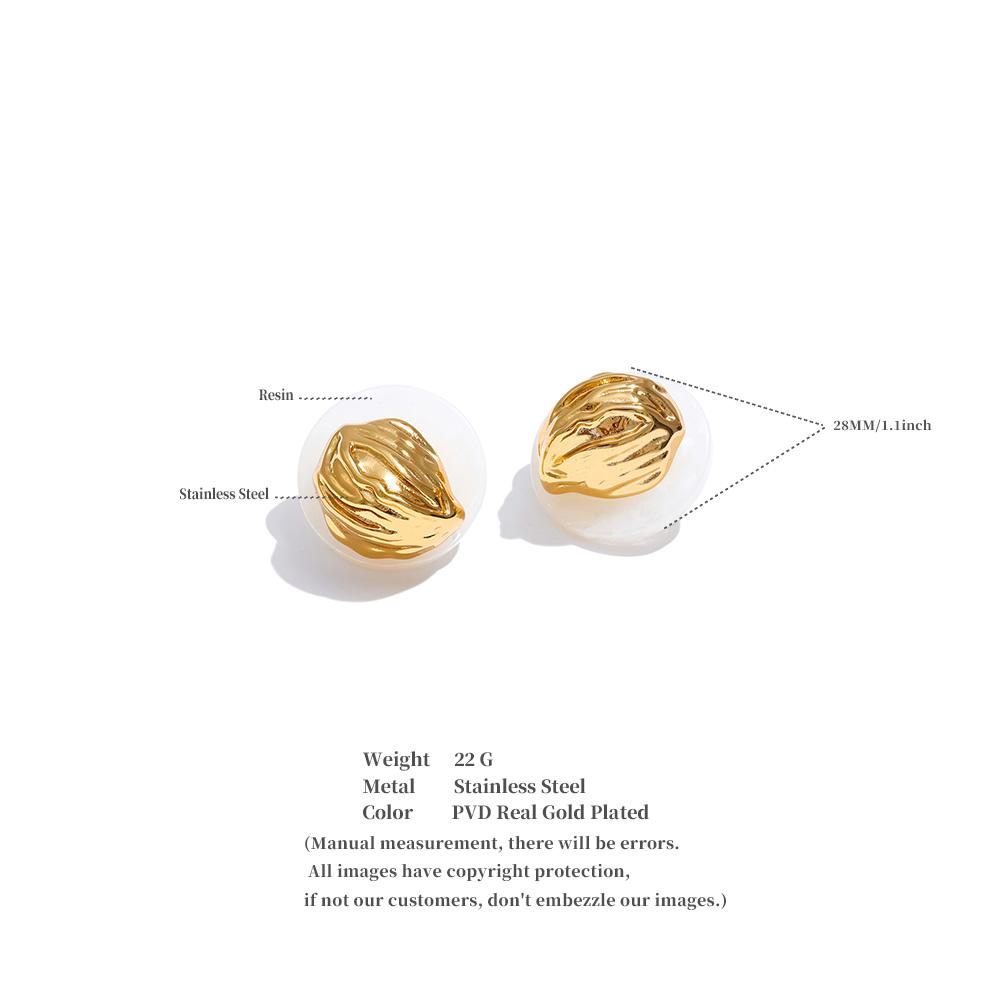 Yhpup Detachable Stainless Steel Resin Round Geometric Stud Earrings" 2 Ways To Wear "Stylish Unique Attractive Cheap Jewelry