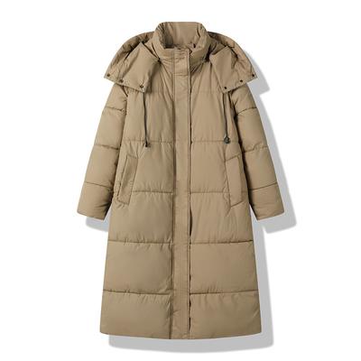 Long Down Jacket for Women Winter New Style Cotton Jacket Above The Knee Thickened Solid Color Cotton Jacket