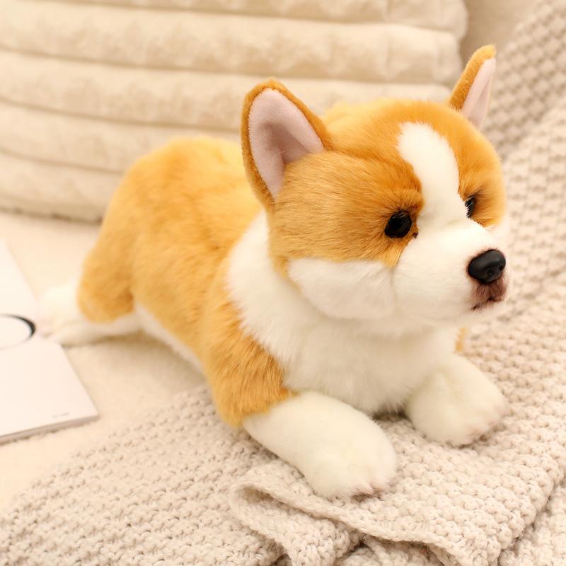 Simulation Pet Husky Corgi Plush Toy Cute Cartoon Animal Labrador Stuffed Doll Home Decor Gifts For Girl