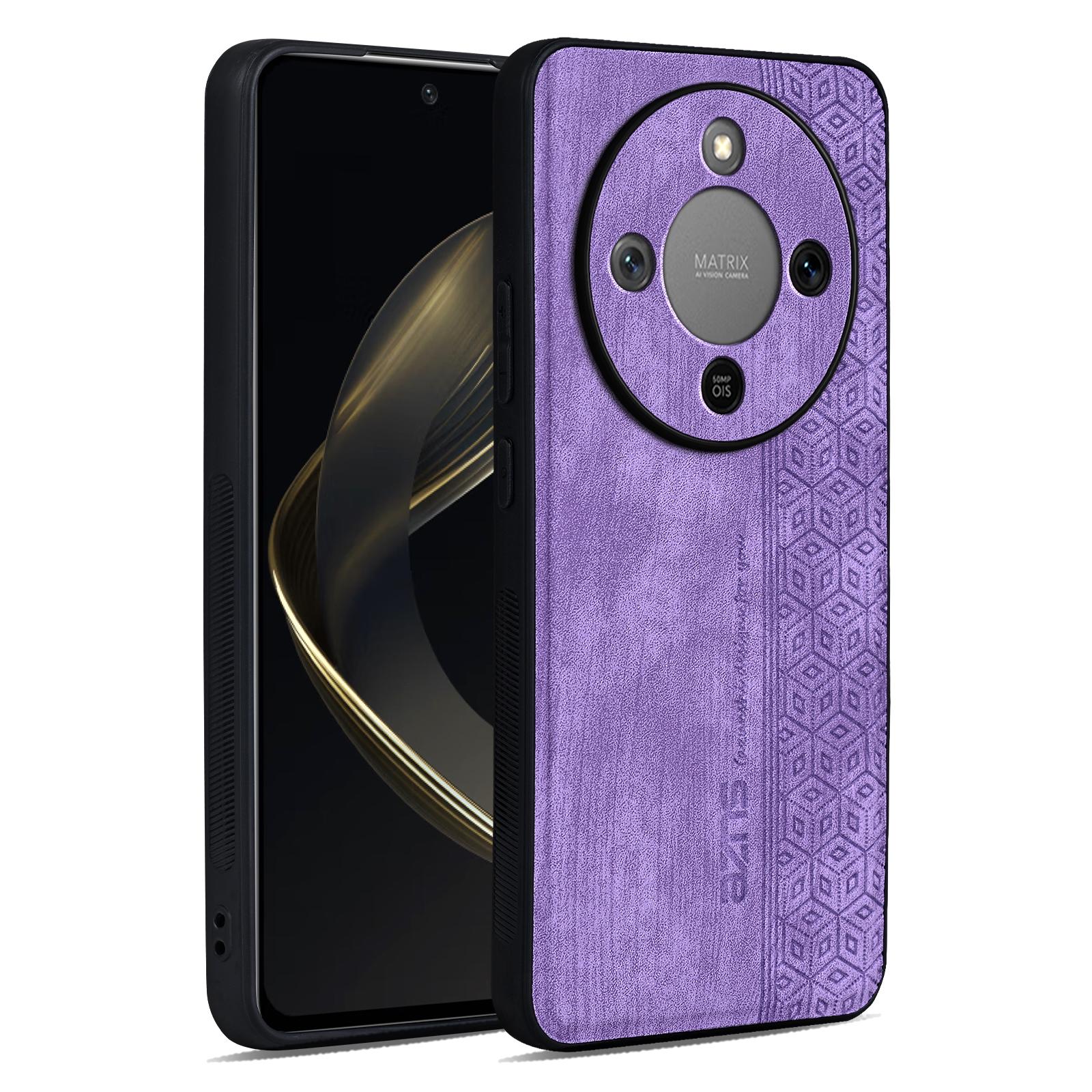

AZNS For Honor X70 5G Case Protective PU Leather Covered TPU Phone Shell Purple