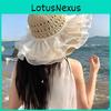 French Lace Straw Hat With Wide Brim For Summer Beach Sun Protection And Breathability