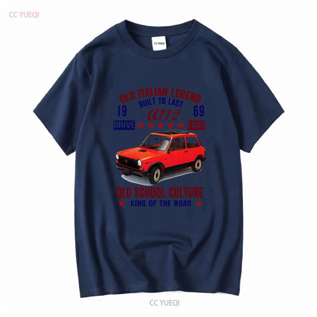 VINTAGE ITALIAN CAR AUTOBIANCHI A112 1969 NEW COTTON T SHIRT Long Sleeves Vintage Washed Unisex Fashion Graphic Stylish Soft