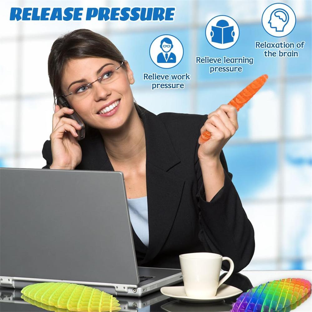 Fidget Worm Toy Elastic Slug Sensory Toy For Kids & Adults Funny Pocket Fidget Toys Stress Relief Birthday Classroom Gift